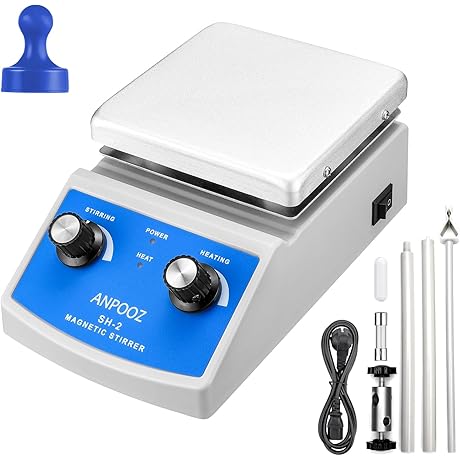 Magnetic Stirrer Hot Plate- 2000ml Volume, 5X5 Inches Plate, Max Temp 520°F
