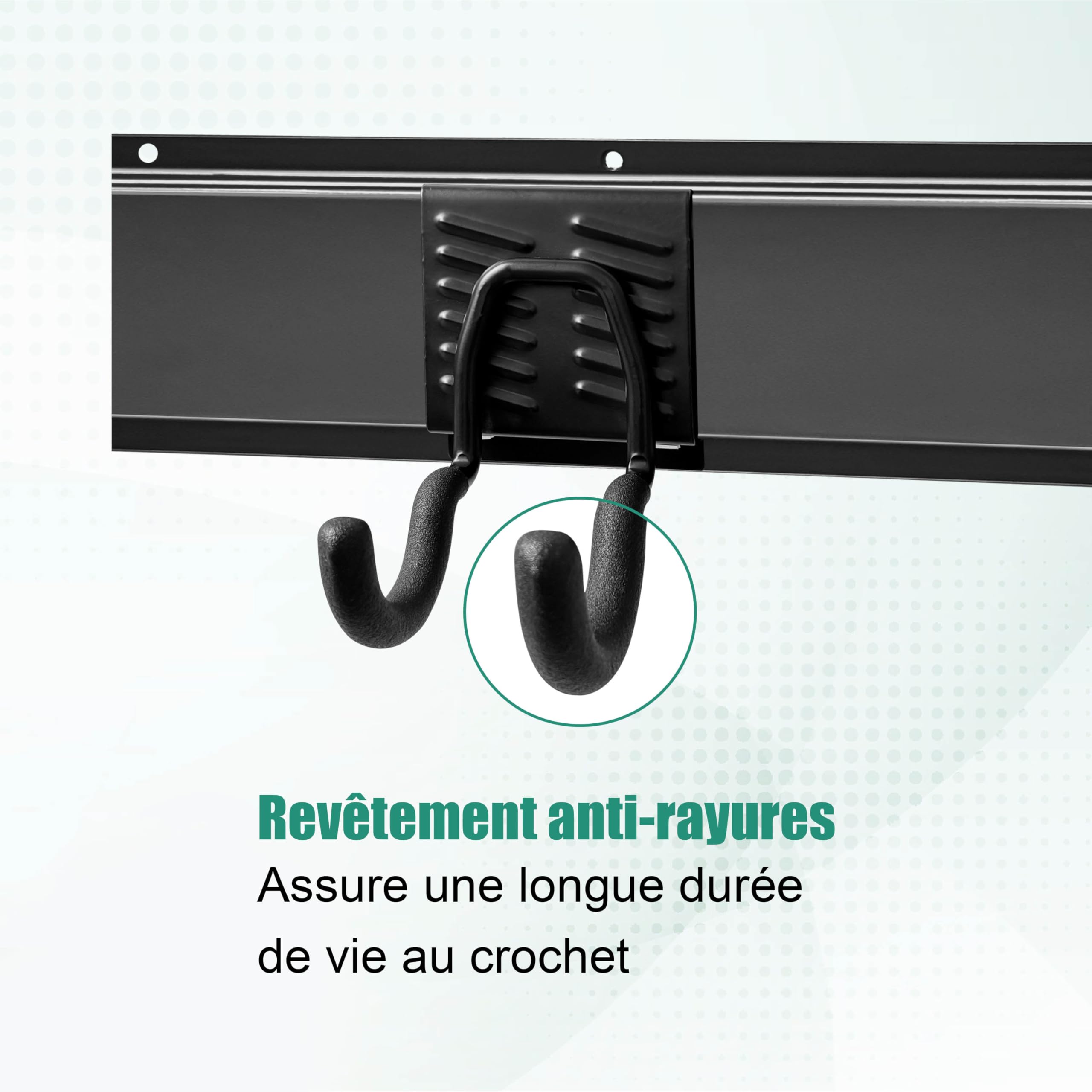 Mimoke Étagère murale pour garage et jardin, 3 rails avec crochets modulables, longueur totale 122 cm, robuste, pour équipements de jardin