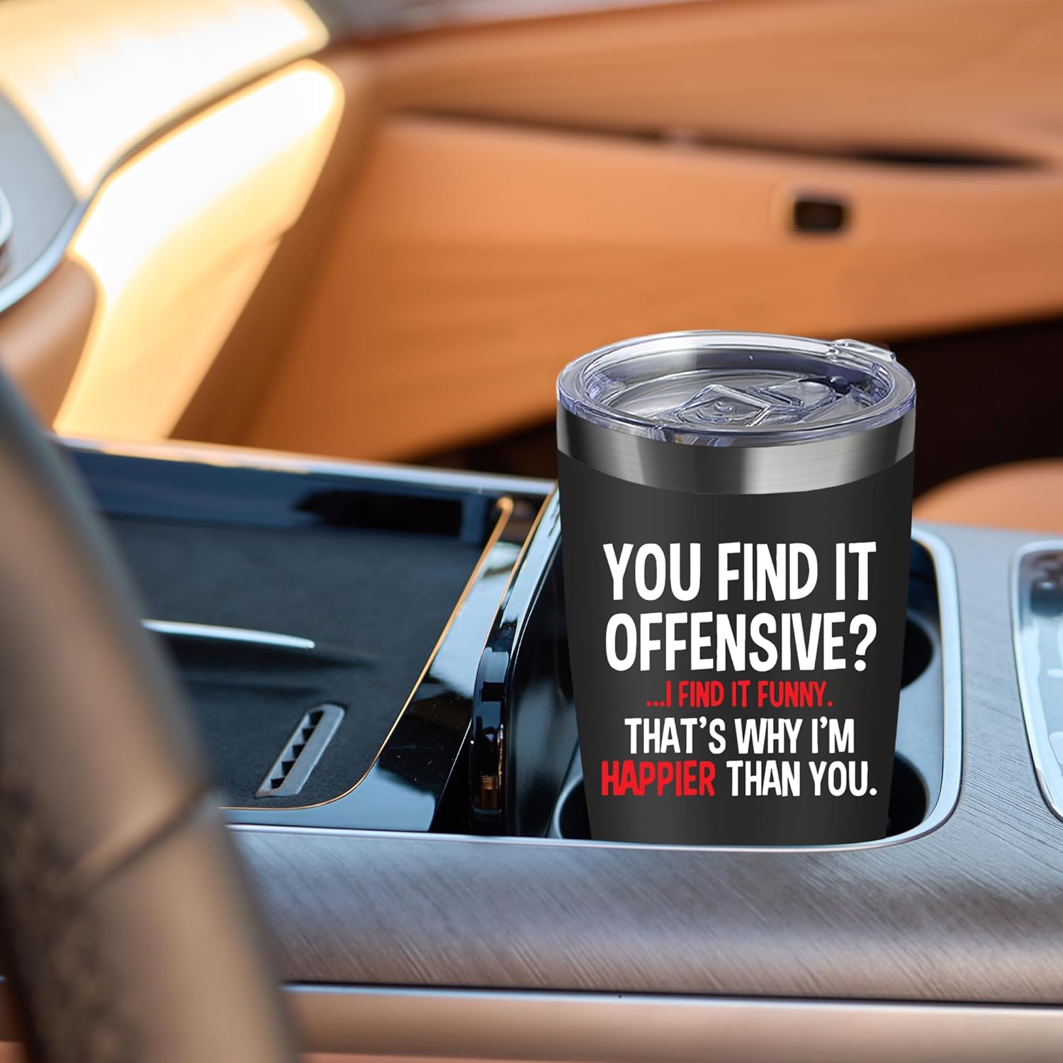 ATHAND You Find It Offensive I Find It Funny,20 Oz Insulated Stainless Steel Iced Coffee Tumbler,Funny Travel Coffee Mug Cup Water Bottle,Novelty Sarcastic Birthday Party Gifts for Women Men Friend - Image 6