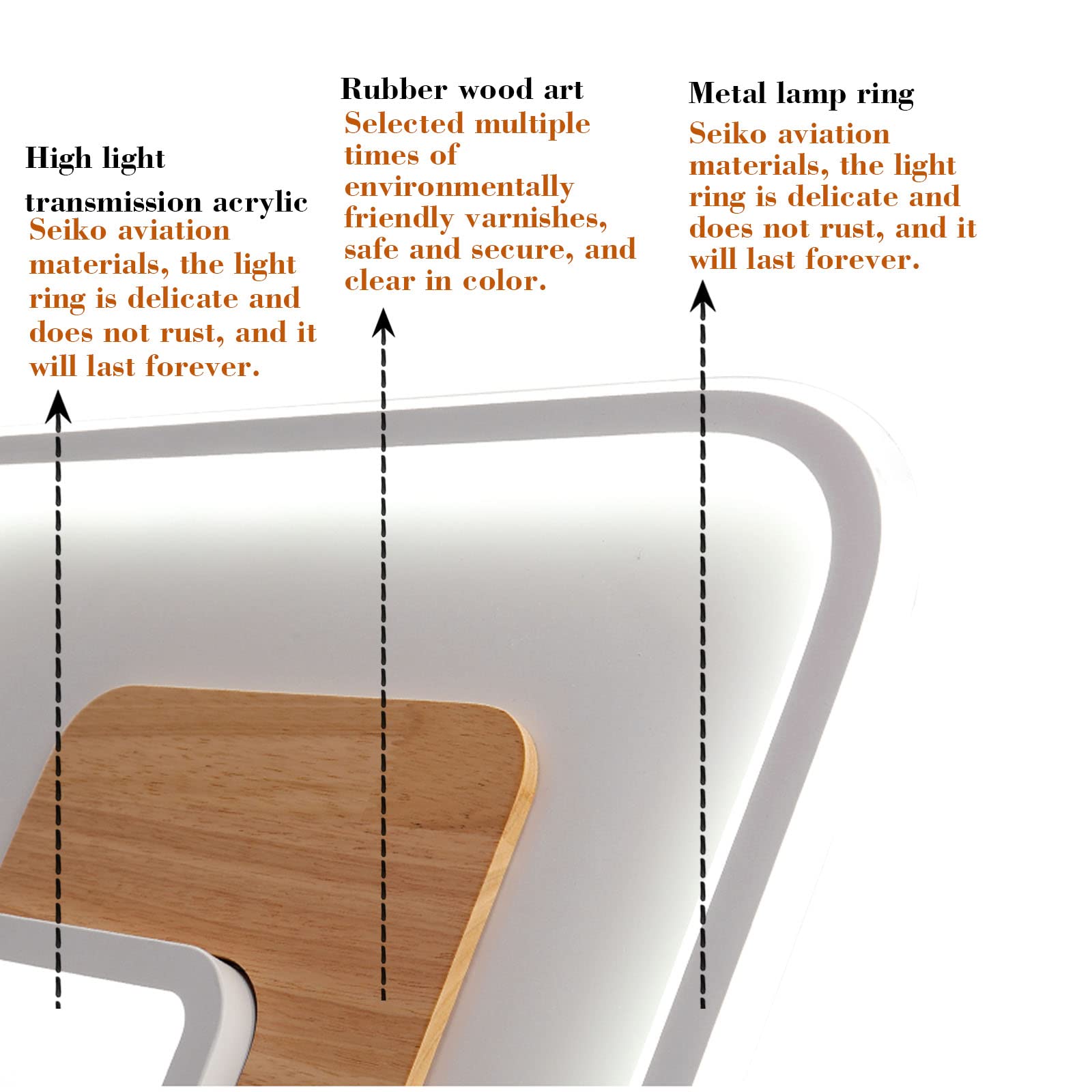 Quadrat LED Deckenleuchte, Deckenlampe mit Holz, Deckenlampen Dimmbar mit Fernbedienung,Moderne Holz Deckenlampe für Schlafzimmer Kinderzimmer Wohnzimmer Küche(51.5 * 51.5CM 50W)