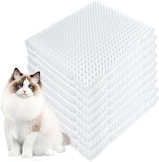 48 Pcs Cat Scat Mat Cat Repellent Outdoor Scat Mat Clear Plastic Cats Dogs Deterrent Training Spike Mat Cat Repellent Mats Pet Deterrent Mats for Indoor Outdoor, 16 x 13 Inches