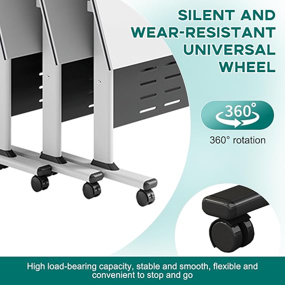 Folding Conference Table, Foldable Conference Table Flip Top Mobile Training Table with Wheels, Metal Legs, Rectangular Modular Conference Room Table for Office Meeting Conference Room