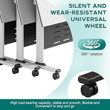 Folding Conference Table, Foldable Conference Table Flip Top Mobile Training Table with Wheels, Metal Legs, Rectangular Modular Conference Room Table for Office Meeting Conference Room