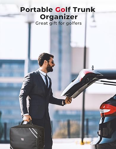 Miniatura 7 de KEMIMOTO Organizador de maletero de golf plegable 1680D impermeable, organizador de maletero de golf para automóvil, SUV, gran espacio de