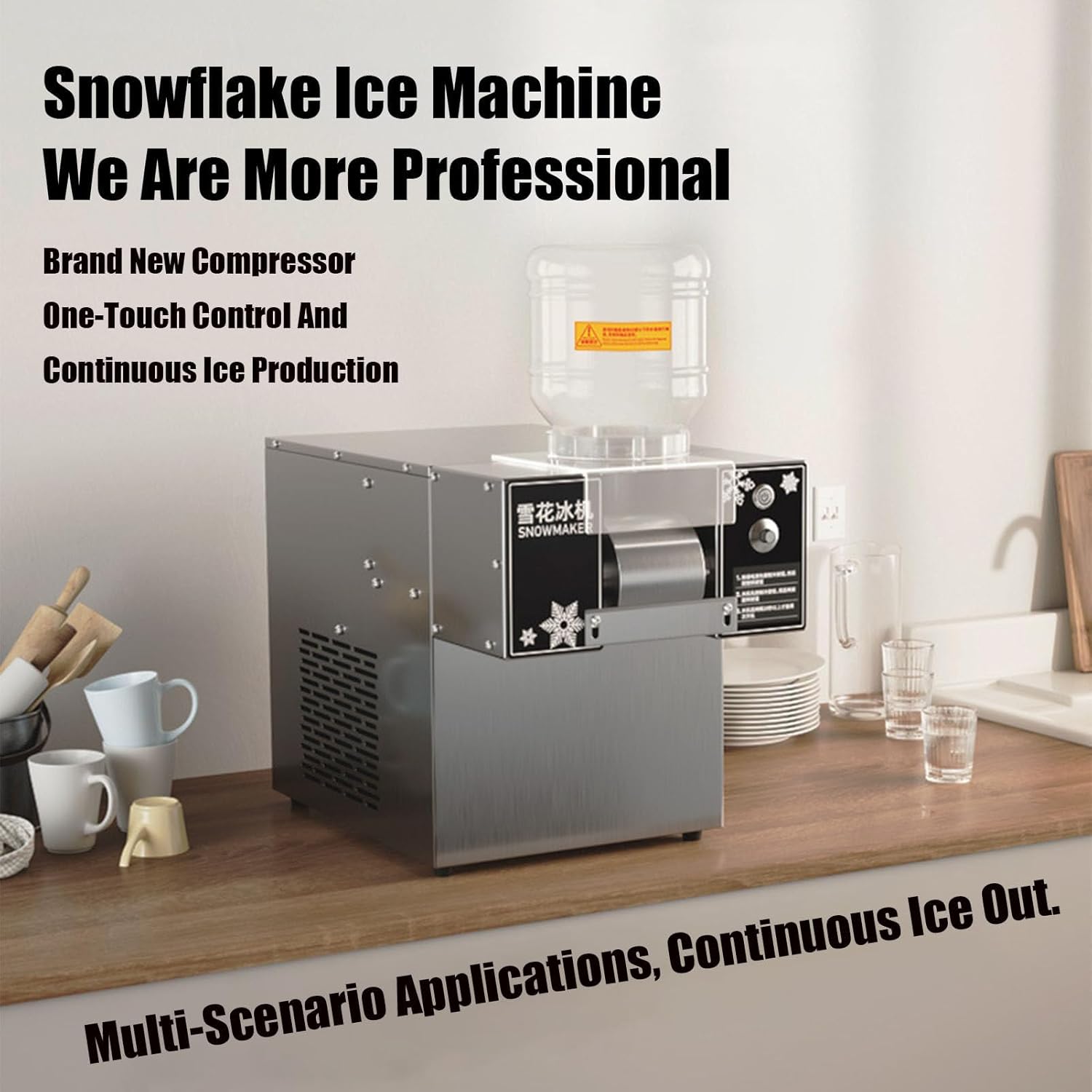 Stainless Steel Snow Ice Maker,Commercial Snowflake Ice Maker, Shaved Ice Crusher Machine, Snow Cone Slushie Machine, 120KG (180KG)