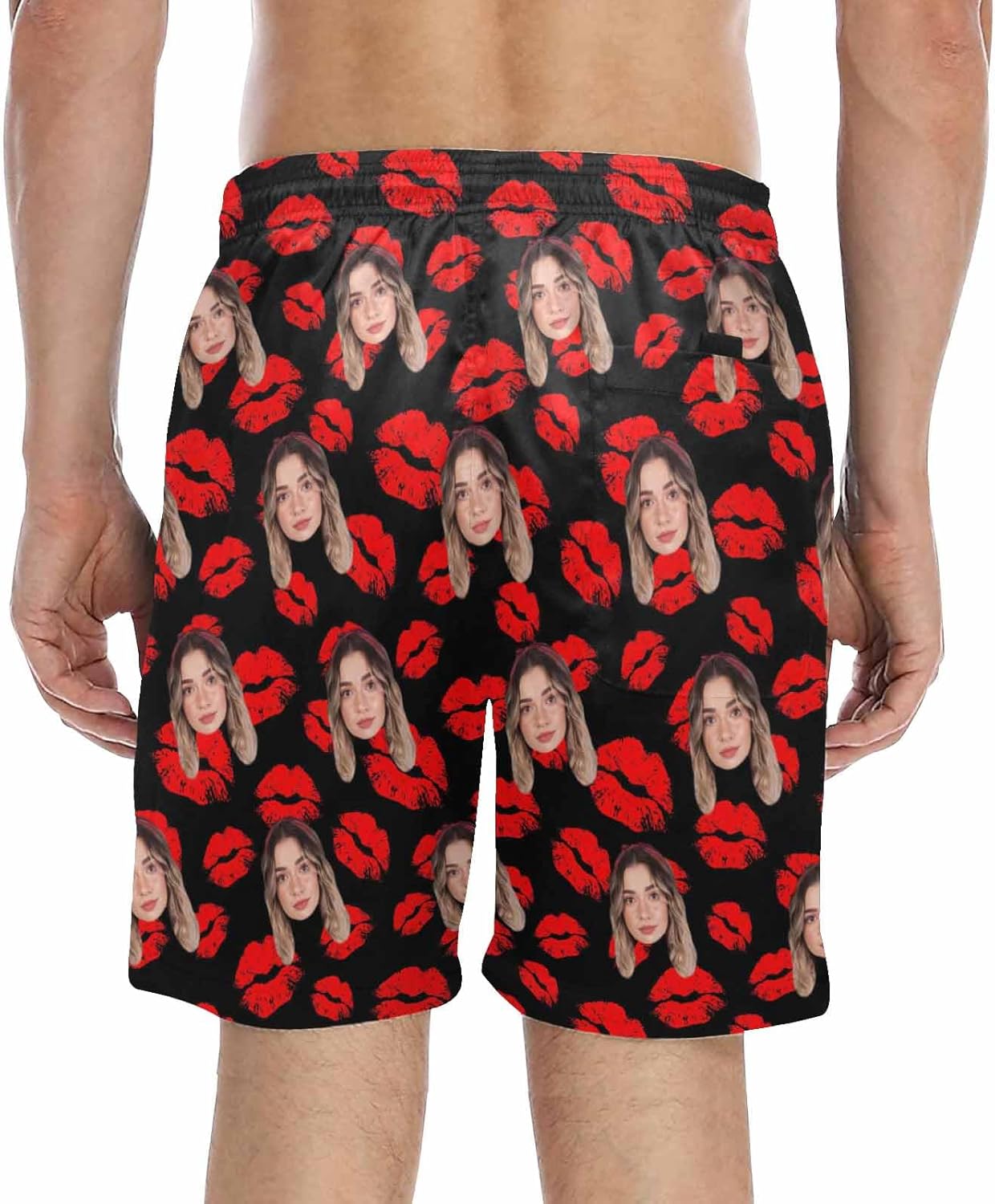Custom Face Print Men's Swim Shorts Personalized Beach Shorts with Women Face for Men Funny Birthday Gift