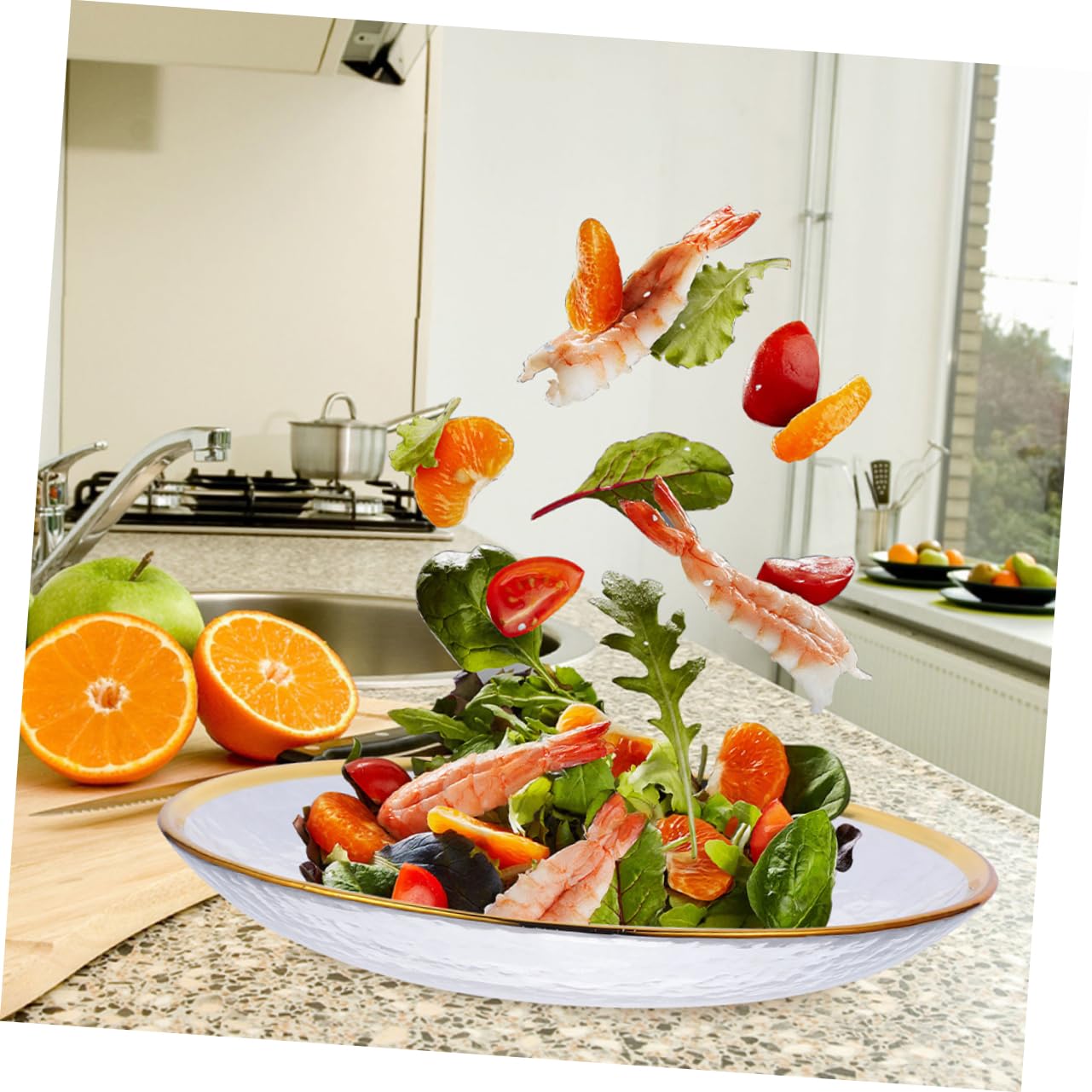 IMIKEYA Piatto Con Dorato Per Insalata e Frutta Elegante Piatto Giapponese Da Tavola Per Servire Snack e Dessert Versatile Per Uso Quotidiano e Occasioni Speciali