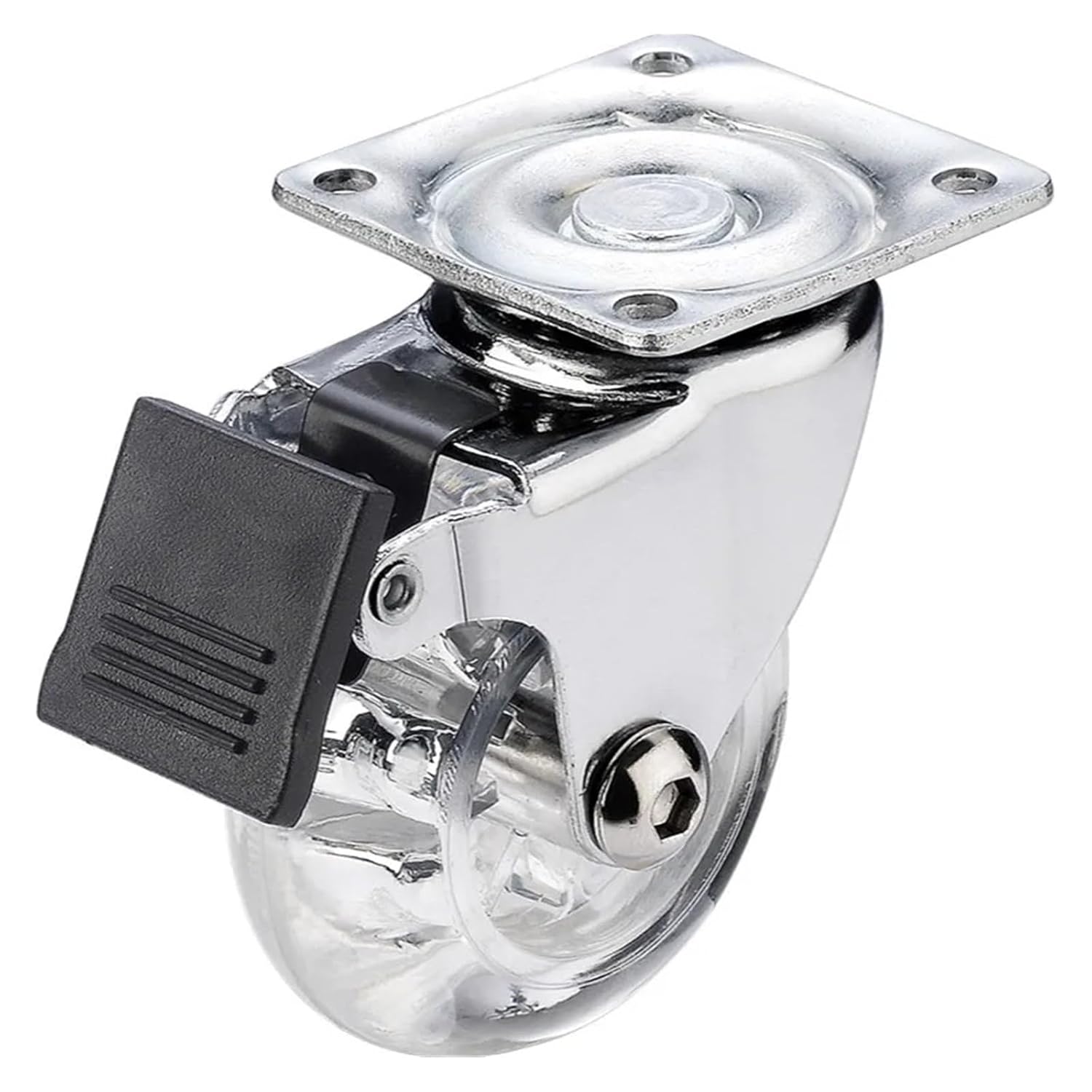 4ピース/ロット 3インチ 透明ホイール家具ディスプレイキャビネット 静音ラバースイベルプーリースイベルキャスター(B)
