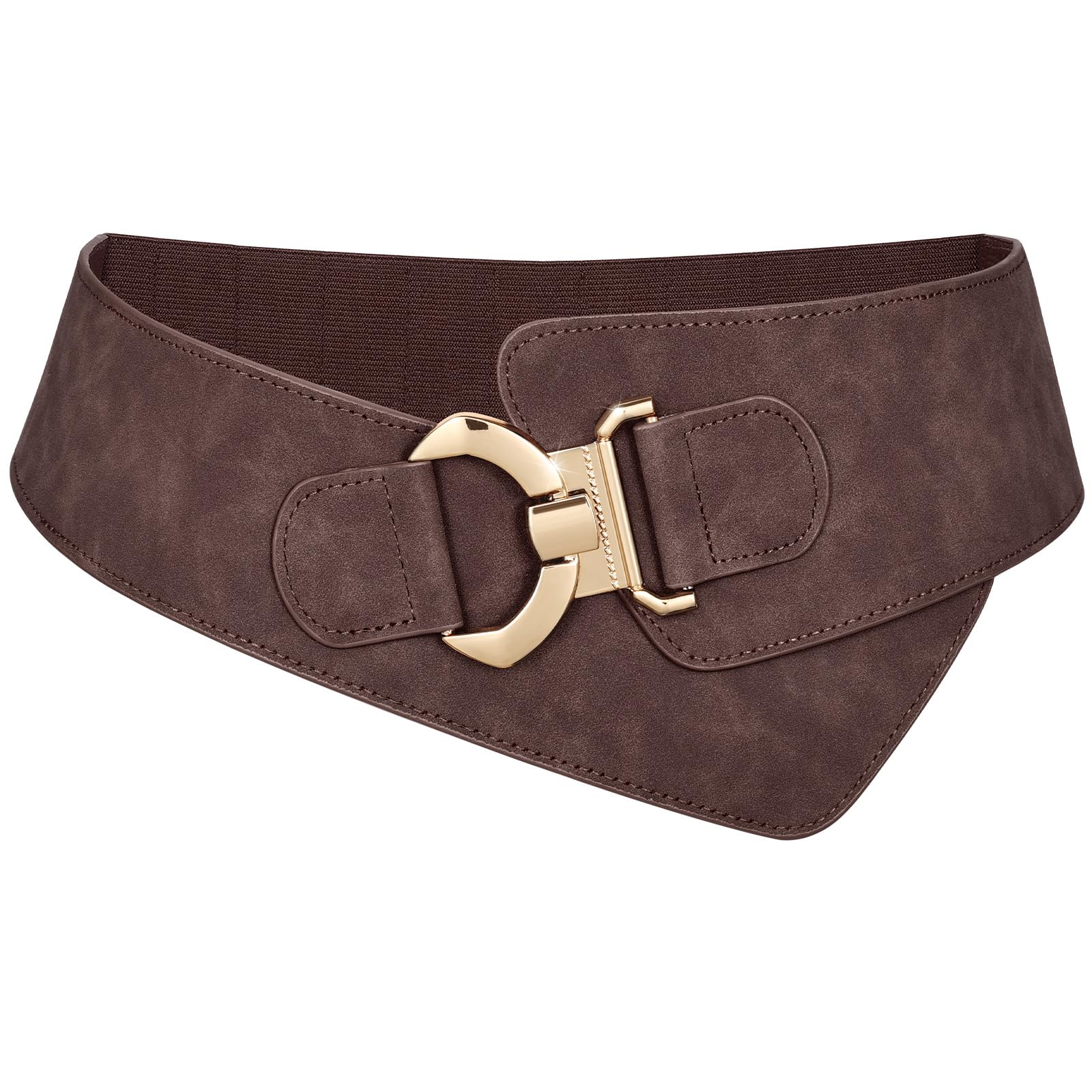 JASGOOD Women's Fashion Vintage Wide Elastic Stretch Waist Belt with Gold Interlock Buckle Belt