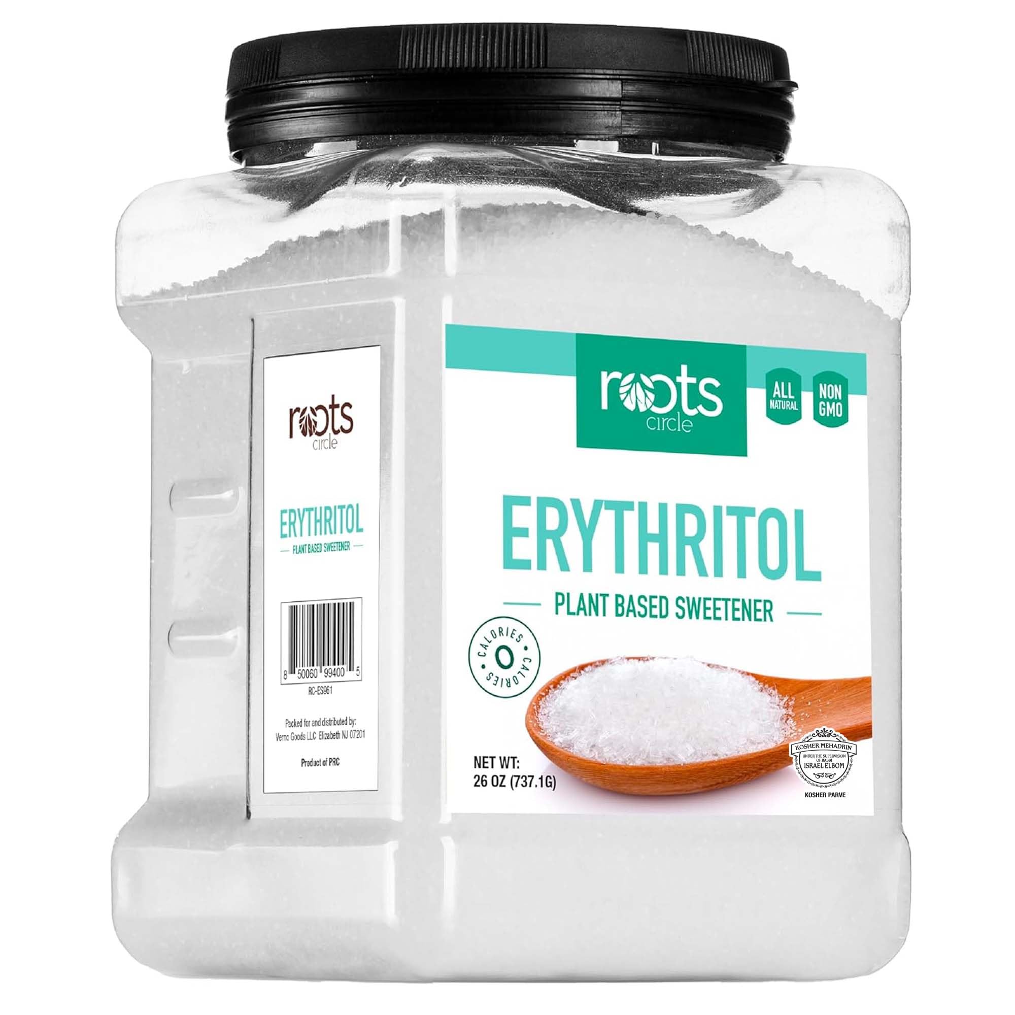 Roots Circle Premium Erythritol Sweetener - Zero Calorie Plant-Based Sugar Alternative for Baking & Sweetening - All-Natural, Keto Friendly, OU Kosher, Non-GMO, Gluten-Free (26 ounces (Pack of 1))