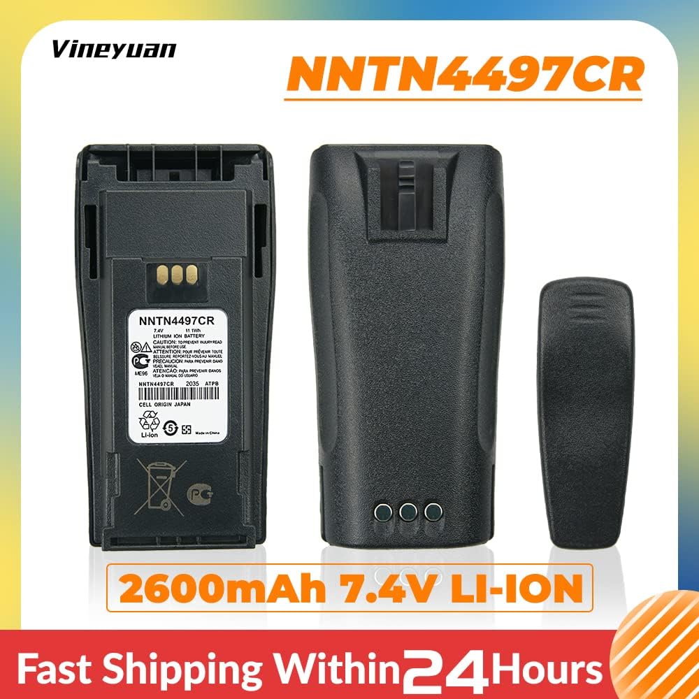 7.4V 2600mAh NNTN4497CR Li-ion Battery High-Capacity for Mo-to-rola CP040 CP150 CP200 CP200D CP200XLS EP450 DEP450 PR400 GP3188 GP3688 Two Way Radio Replacement Battery