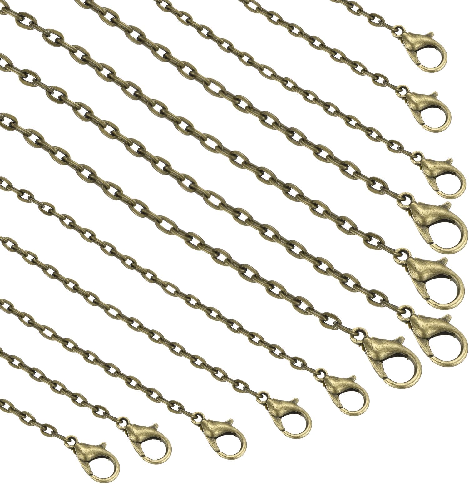 Generic 20 Pack 22 Inch Necklace Chains Bulk 2mm Bronze Plated Cable Chains with Lobster Clasps for Jewelry Making