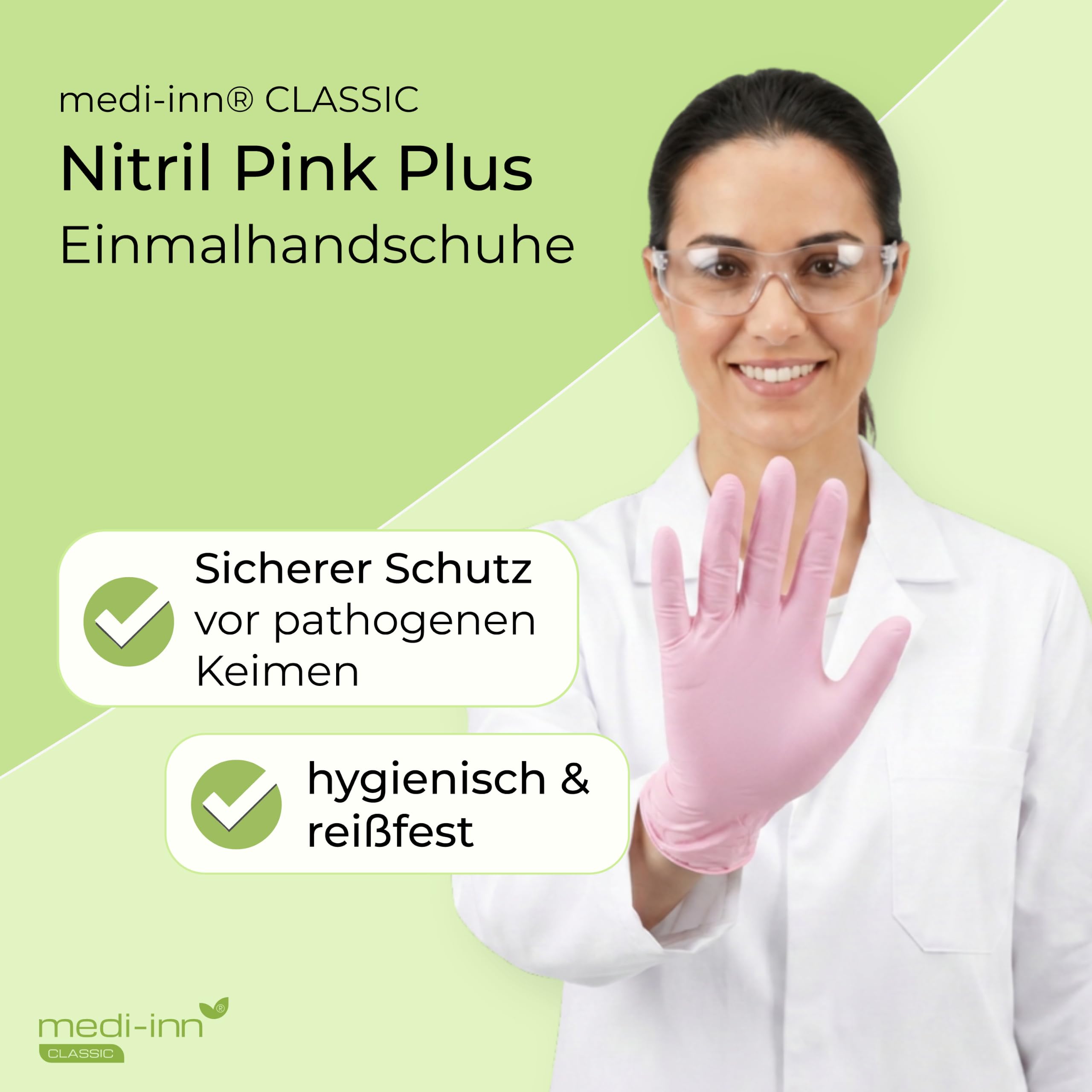 Medi-Inn Nitril Pink Plus Einmalhandschuhe, puderfrei, Gr. XL, 10 x 100 = 1000 Stück