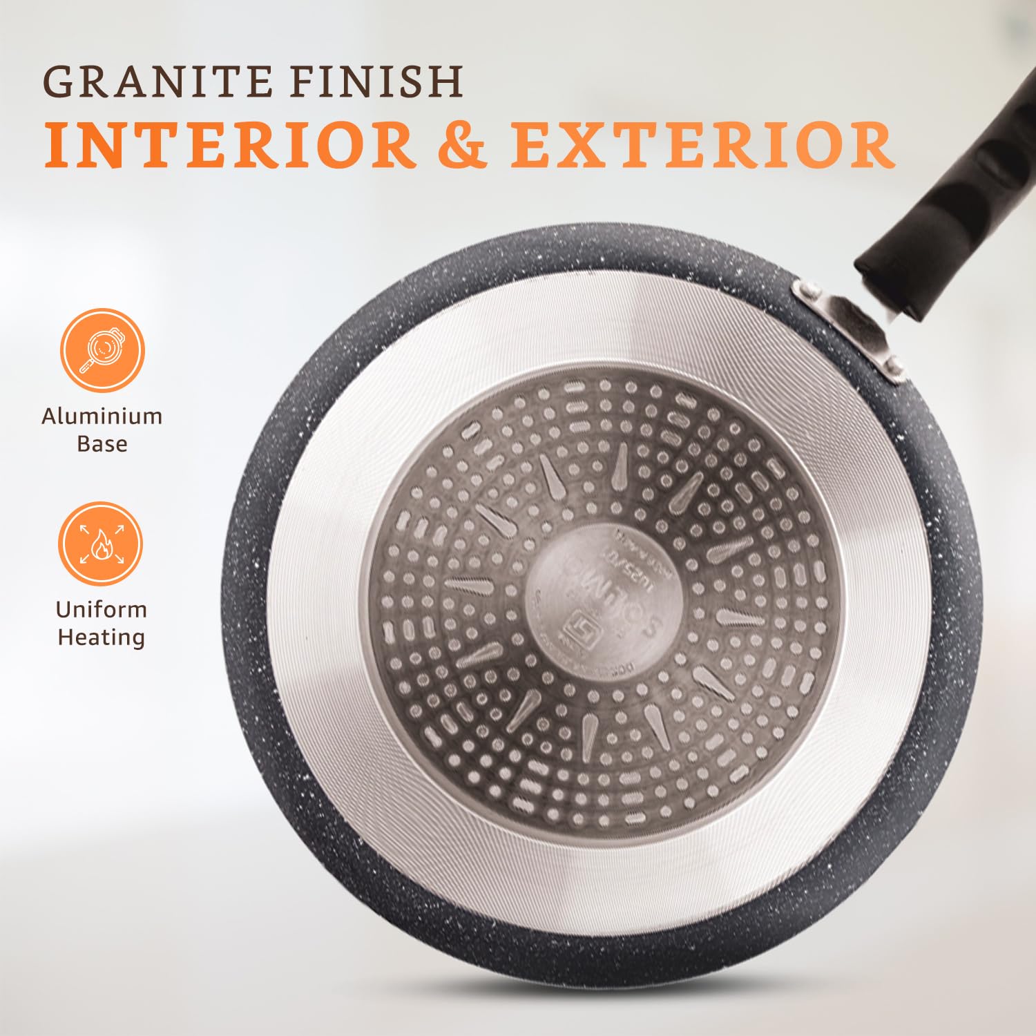 Amazon Brand - Solimo Aluminium Non-Stick Dosa Tawa | Granite Finish | Induction Base | PFOA Free | High Temperature Resistant Exterior Coating | 25 Cm | Grey 2