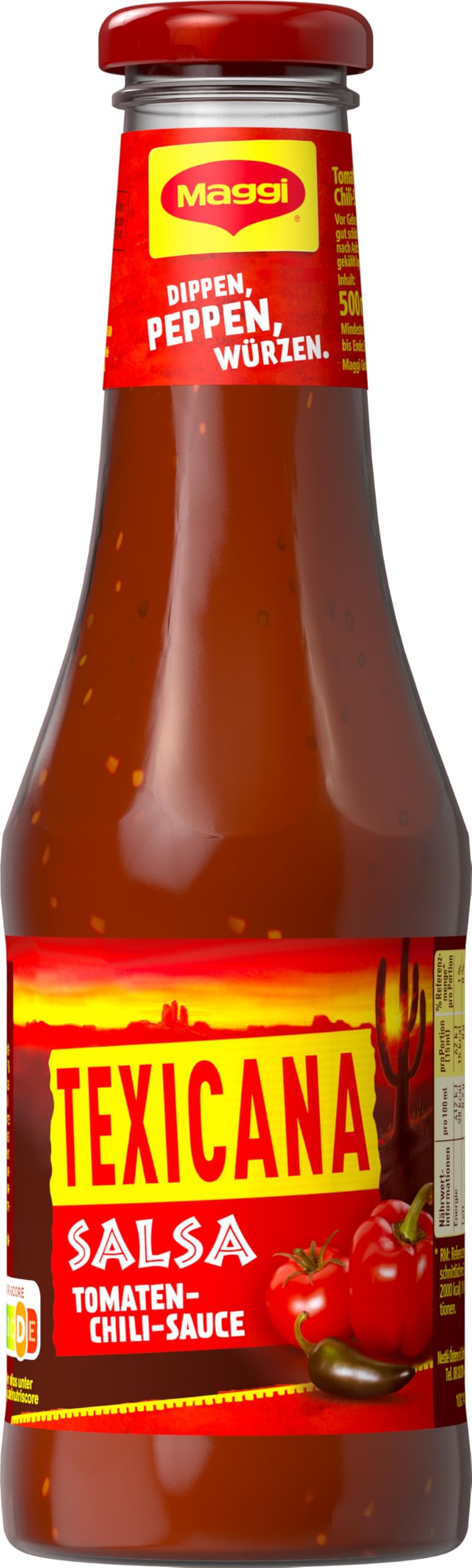Maggi Texicana Salsa, Pikante Scharfe Chili und Tomaten Sauce mit Jalapeño-Chilies , Würzsauce, 1er Pack (1x 500ml)
