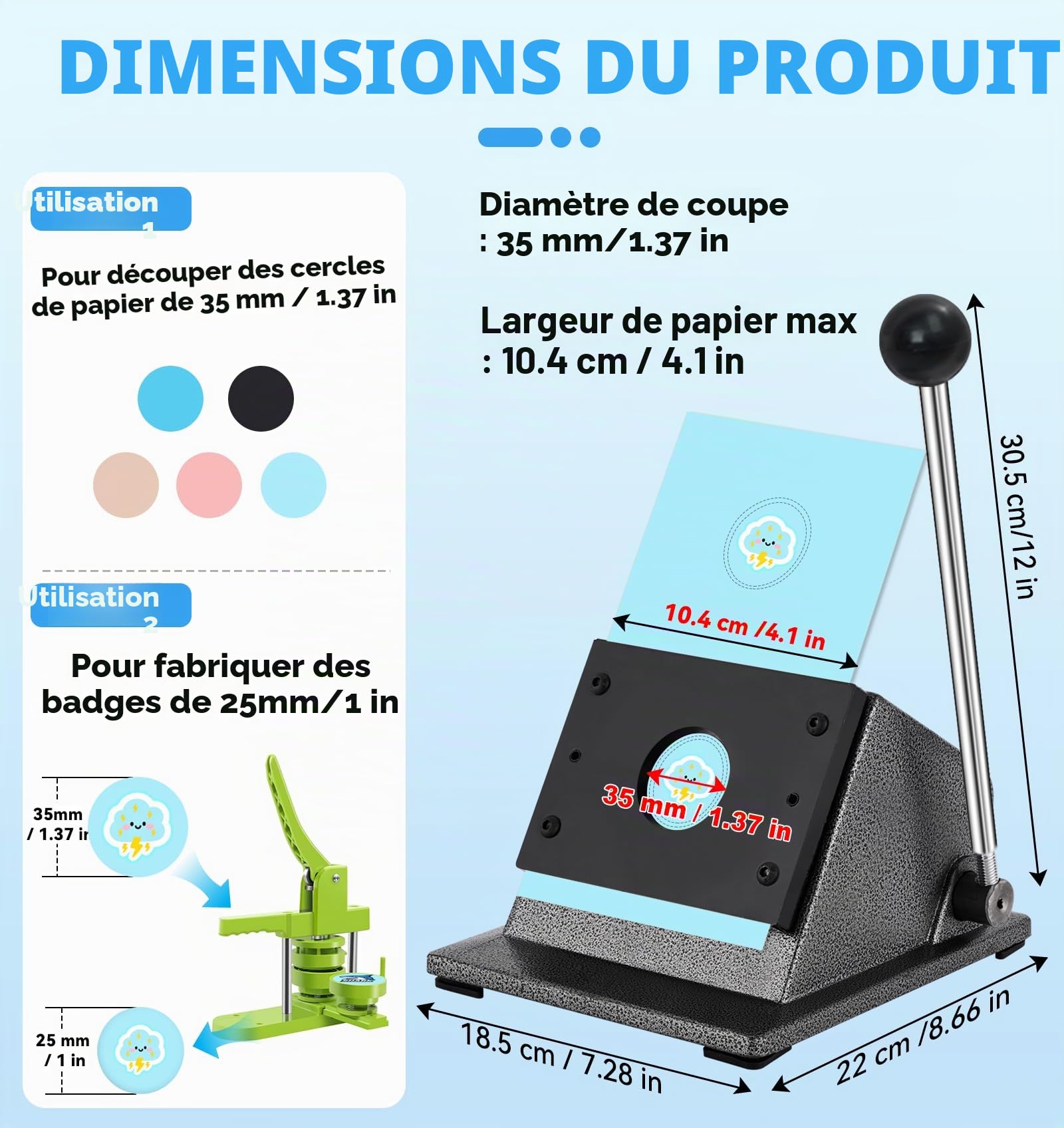 YUCHENGTECH Découpe-Cercle 35mm pour Badges 25mm