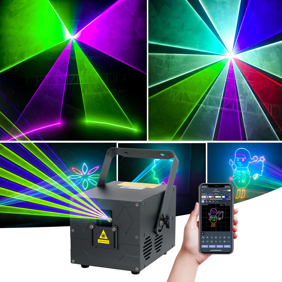 5W RGB Full Color Animazione Effetto Illuminazione Luci Della Fase DJ Disco Fascio Luce con DMX/APP per il Partito di Nozze Bar Halloween Natale Club Concerto Evento Illuminazione Show