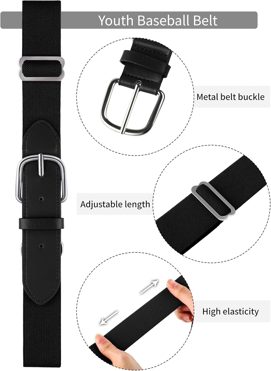 Baseball Socks and Belt Combo Set Cotton Boys Adjustable Baseball Softball Socks and Belt for Boys Girls - Image 4