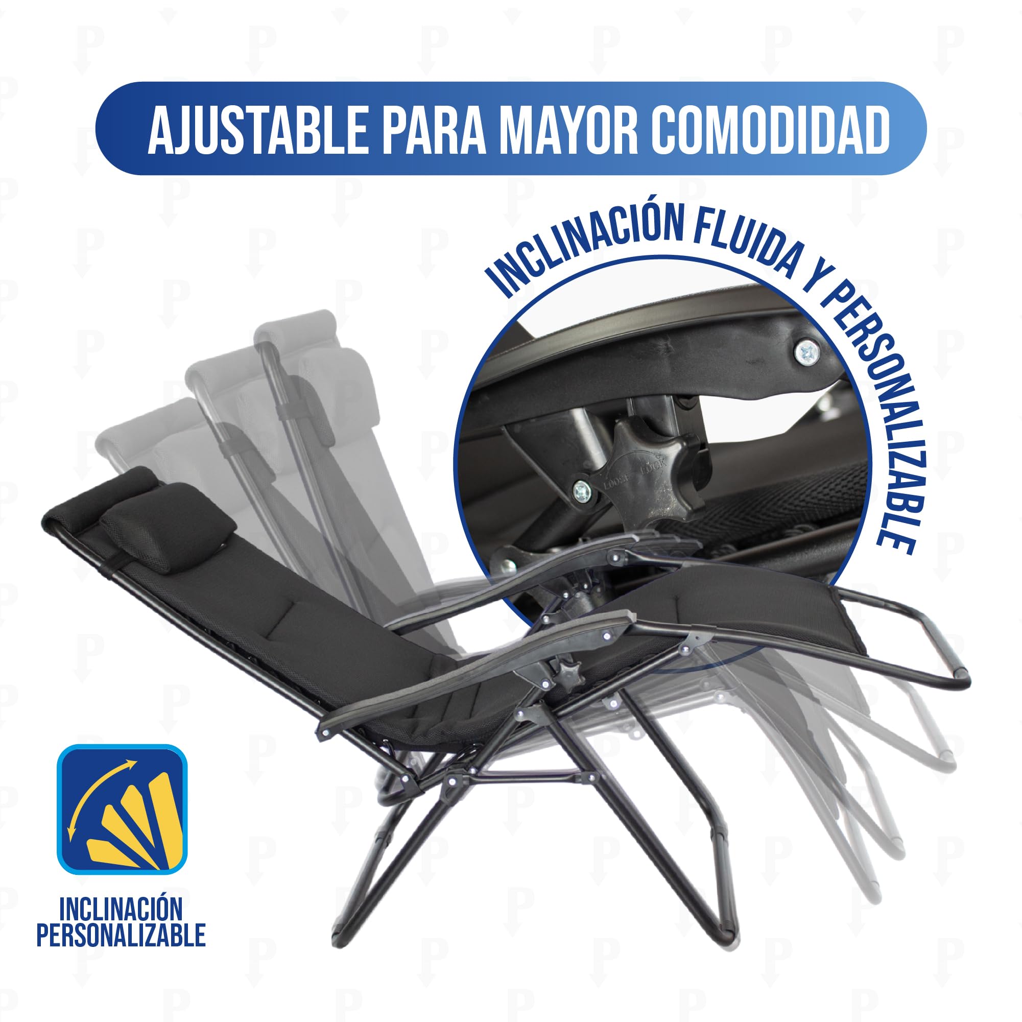 Pincho Tumbonas Jardin Exterior, Silla Plegable Camping, Silla Gravedad Cero, Hamaca Plegable con Acolchado 2 cm y Bandeja Extraíble - Acero Ligero, Respaldo Alto, Cojín Cervical, 110 kg