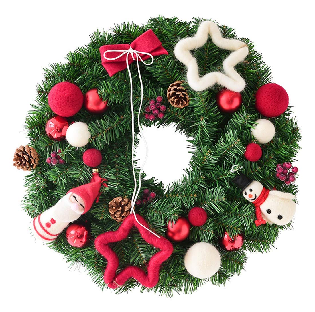 Baixing Garland Christmas Decoration Dolls Dolls Wreaths made of pvc handmade rattan festival decorations window display props 40cm green (Size : 50cm, 款式 : A)