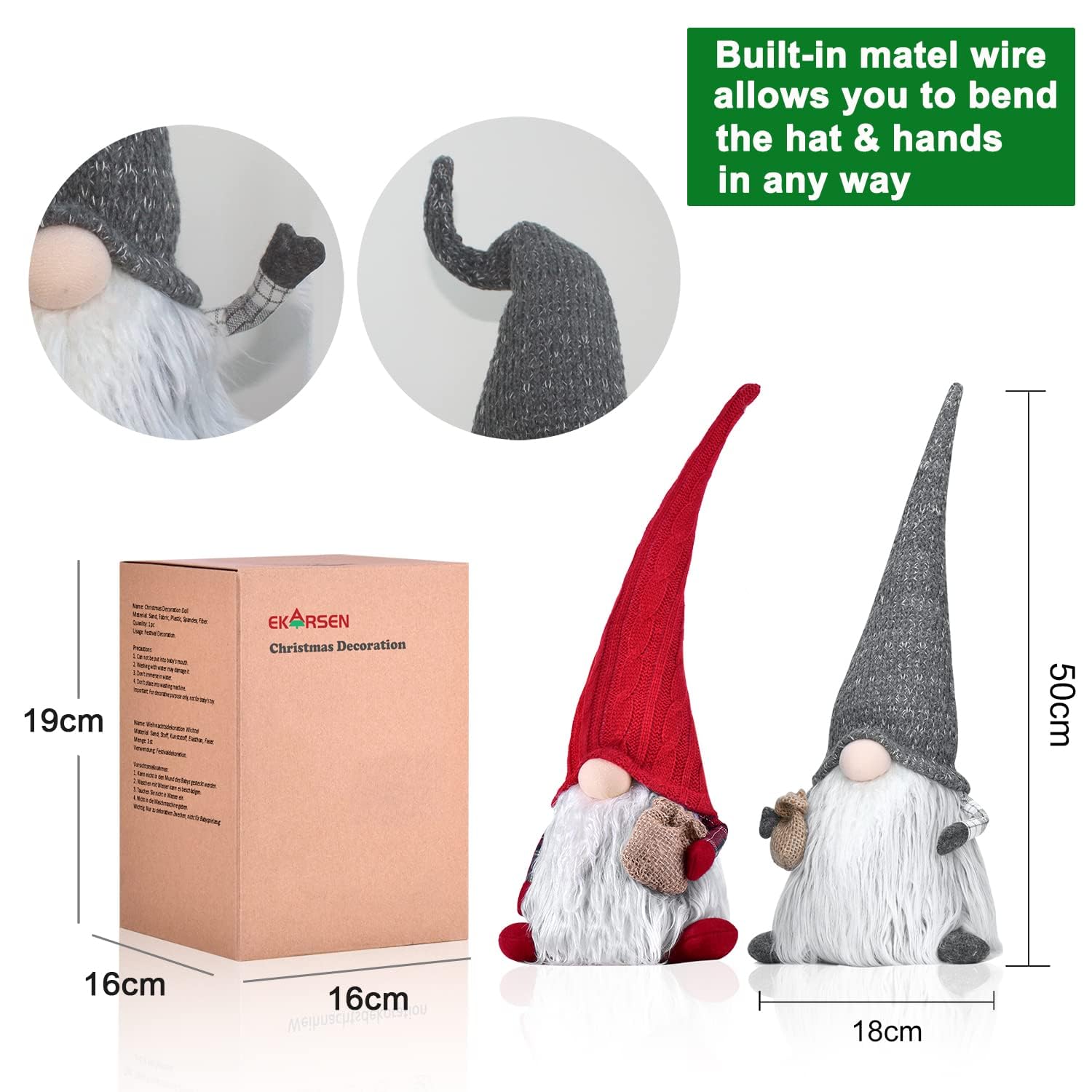 EKARSEN Handcraft Gnome Gonk Doll House Decoration Cute Tomte Dwarf Toy - Sweet Gift for Valentine Christmas Newyear Easter (Red)