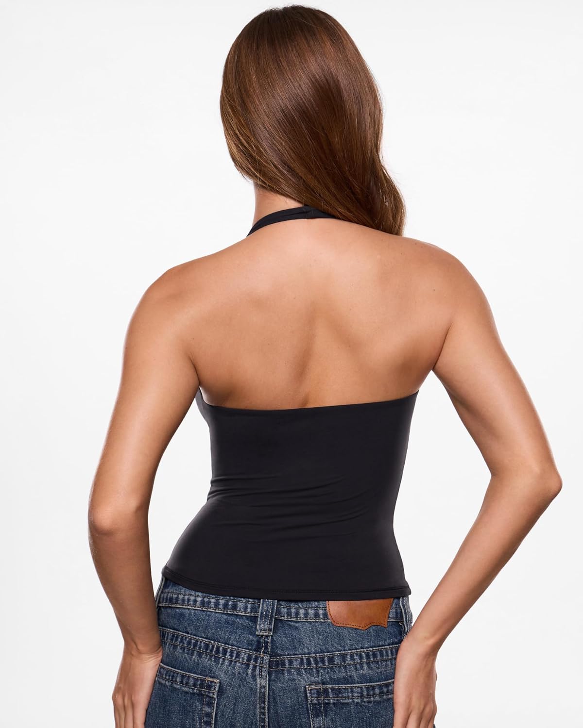 INLYRIC Women's Inbarely Soft Deep Halterneck Double Lined Sleeveless Tank Tops Backless Going Out Slim Fitted Sexy - Image 5