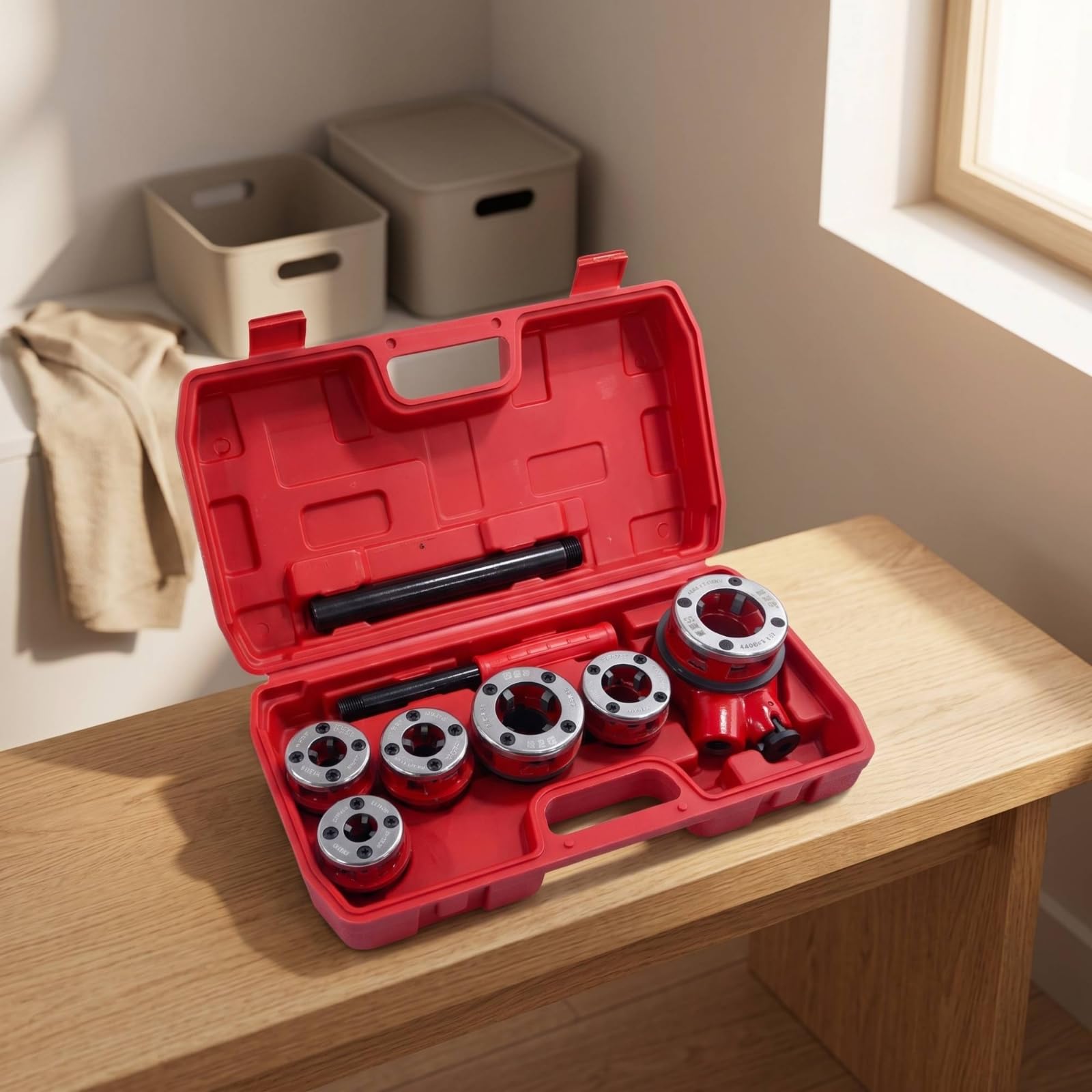 predolo Kit En Tuberías Resistente Terraja, Juego De Terrajas Manuales De 3 Cabezales, Modelo 62, Para Tubos De 4/6 Puntos, 1 Pulgada, Peso Aproximado 3.5kg