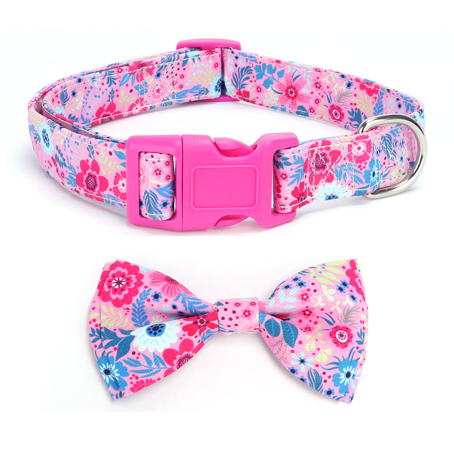 haoyueer Soft Comfy Bowtie Dog Collar,Detachable and Adjustable Bow Tie Collar,for Girl Female Small Medium Large Dogs (M, Hot Pink1)