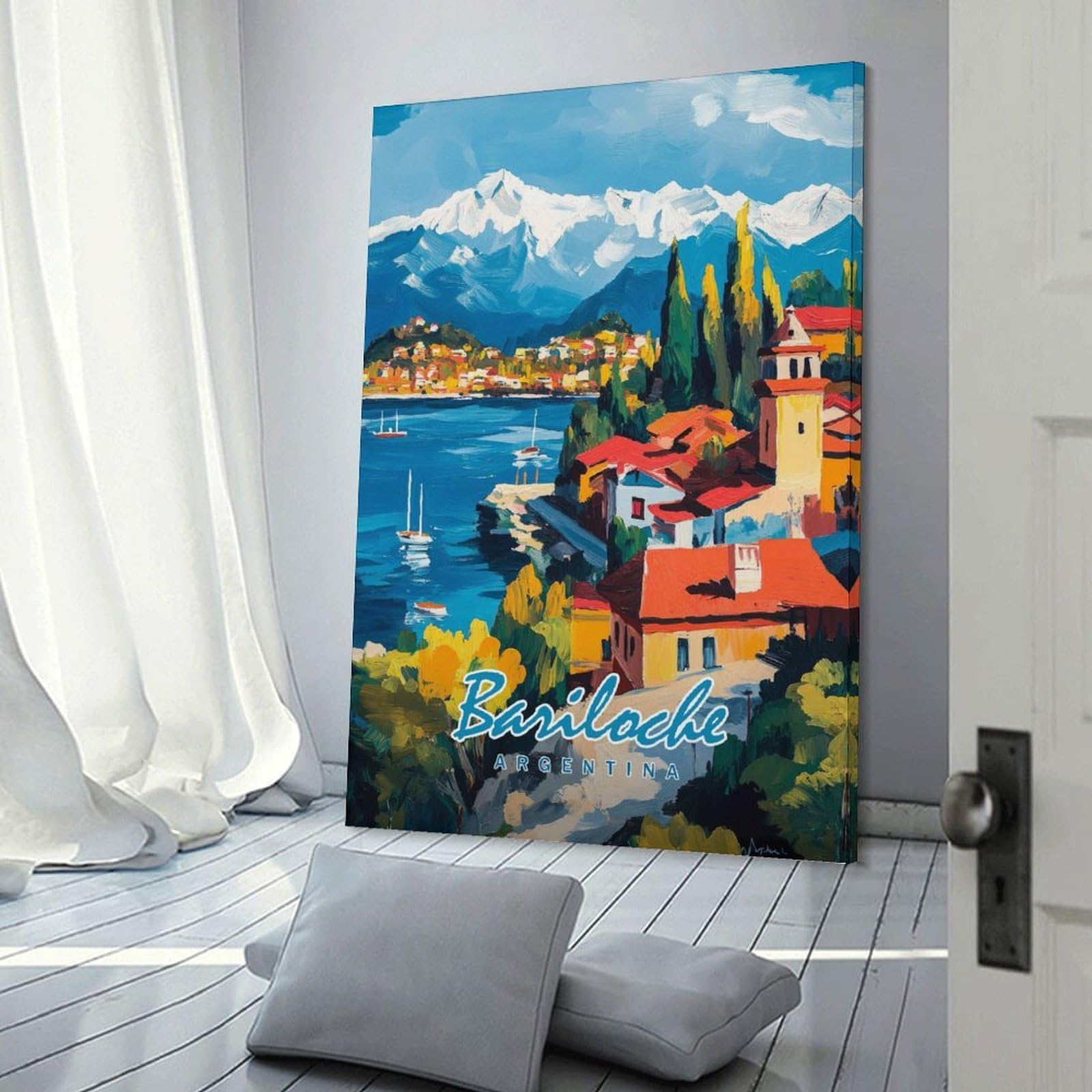 Junmoney Bariloche, Argentina Painting Canvas Wall Decor, 24x36inch(60x90cm), for Art Walls, Layered Displays Or Homes, Home Wall Art for Statement Displays
