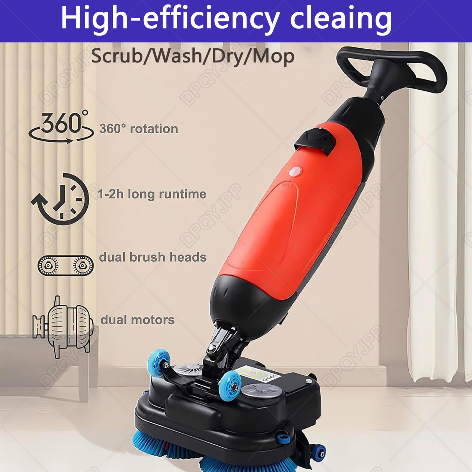 Fregadora Suelos compacta Profesional con depósitos Separados 5,5 L y 8,5 L, cepillos Limpieza motorizados 45 cm (18 Pulgadas), inalámbrica y alimentada por una batería 36 V. Grey