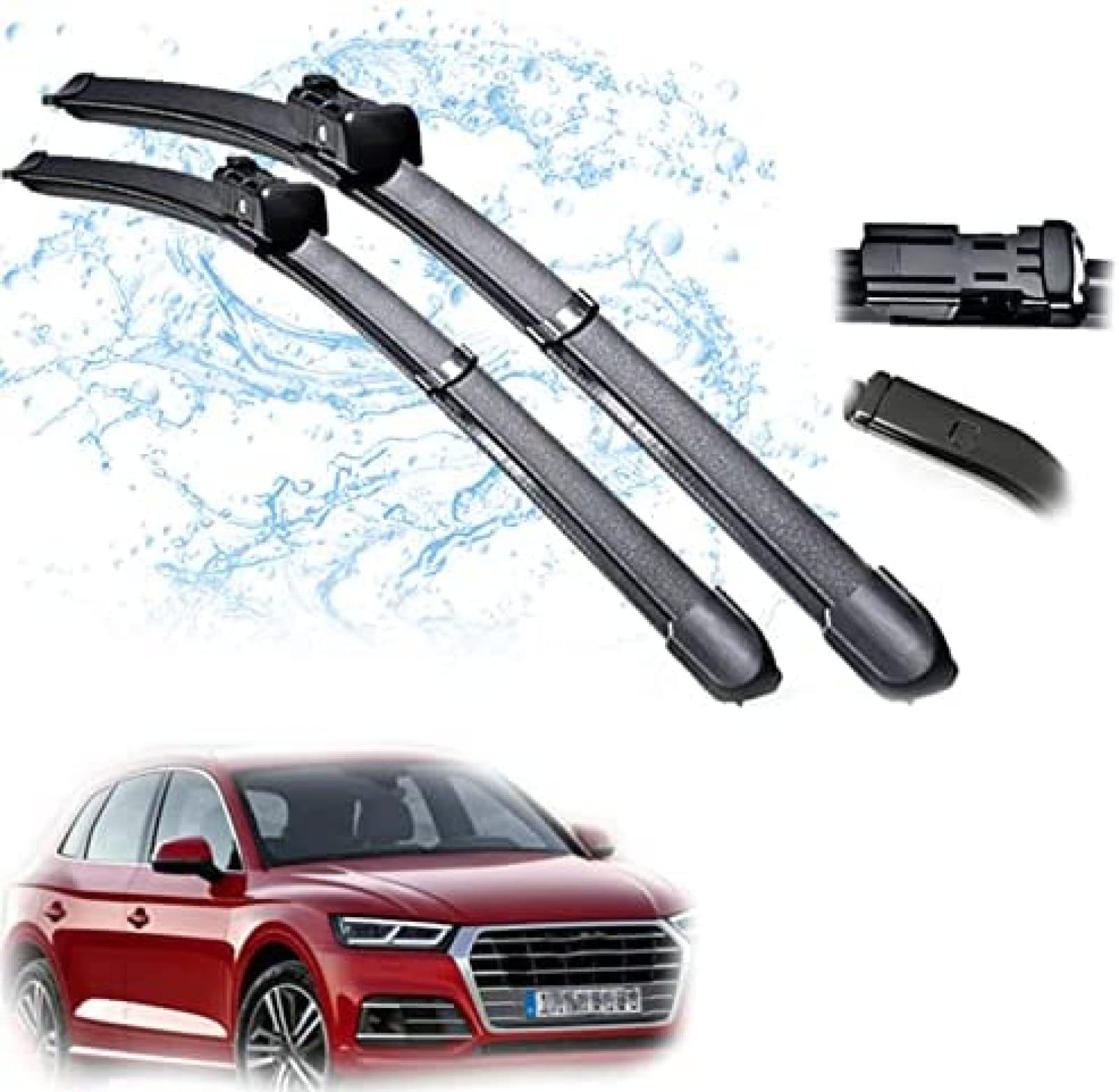 Balais essuie-glace avant Audi Q5 pour pare-brise sans traces par forte pluie - 8