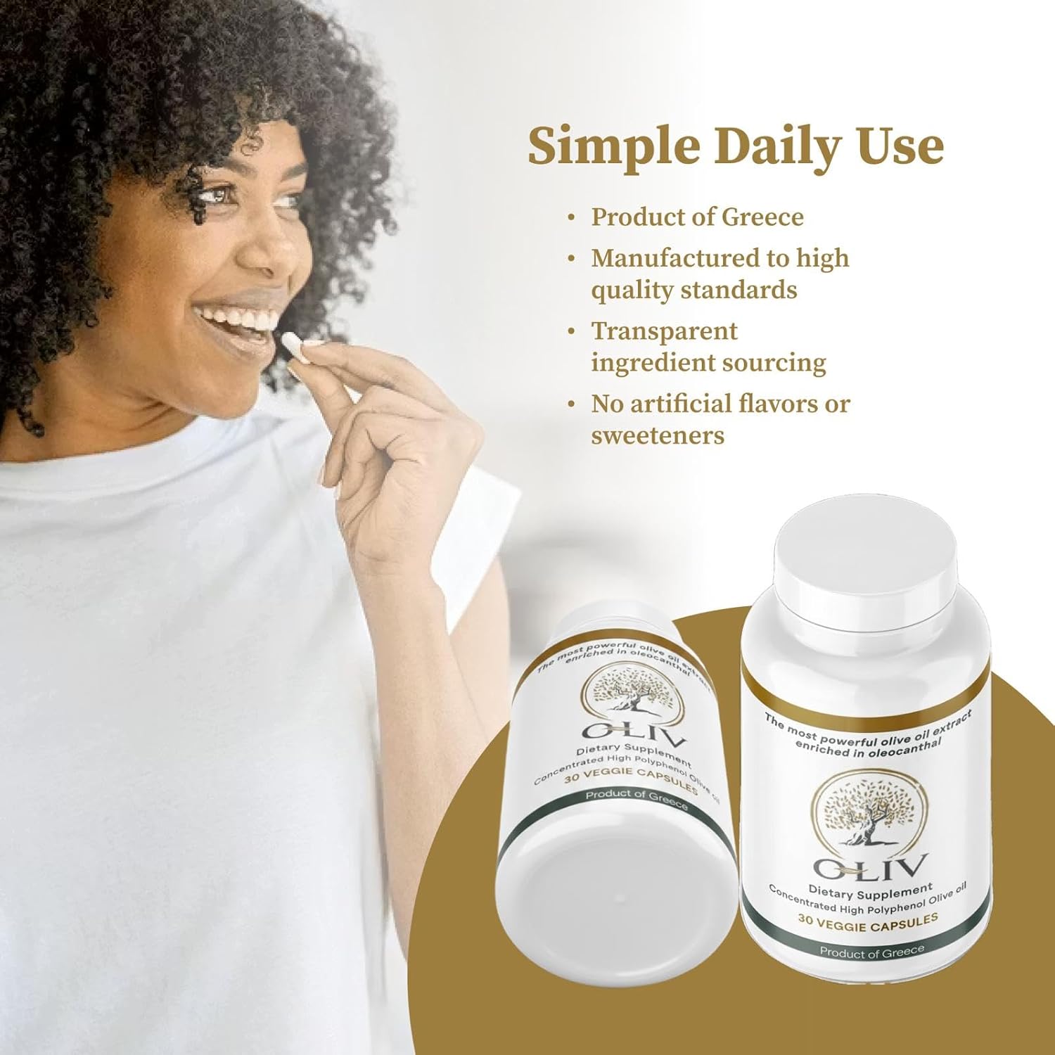 Extra Virgin Olive Oil Capsules, High-Phenolic Olive Oil Extract, Olive Polyphenols & Oleocanthal, 30 Veggie Capsules