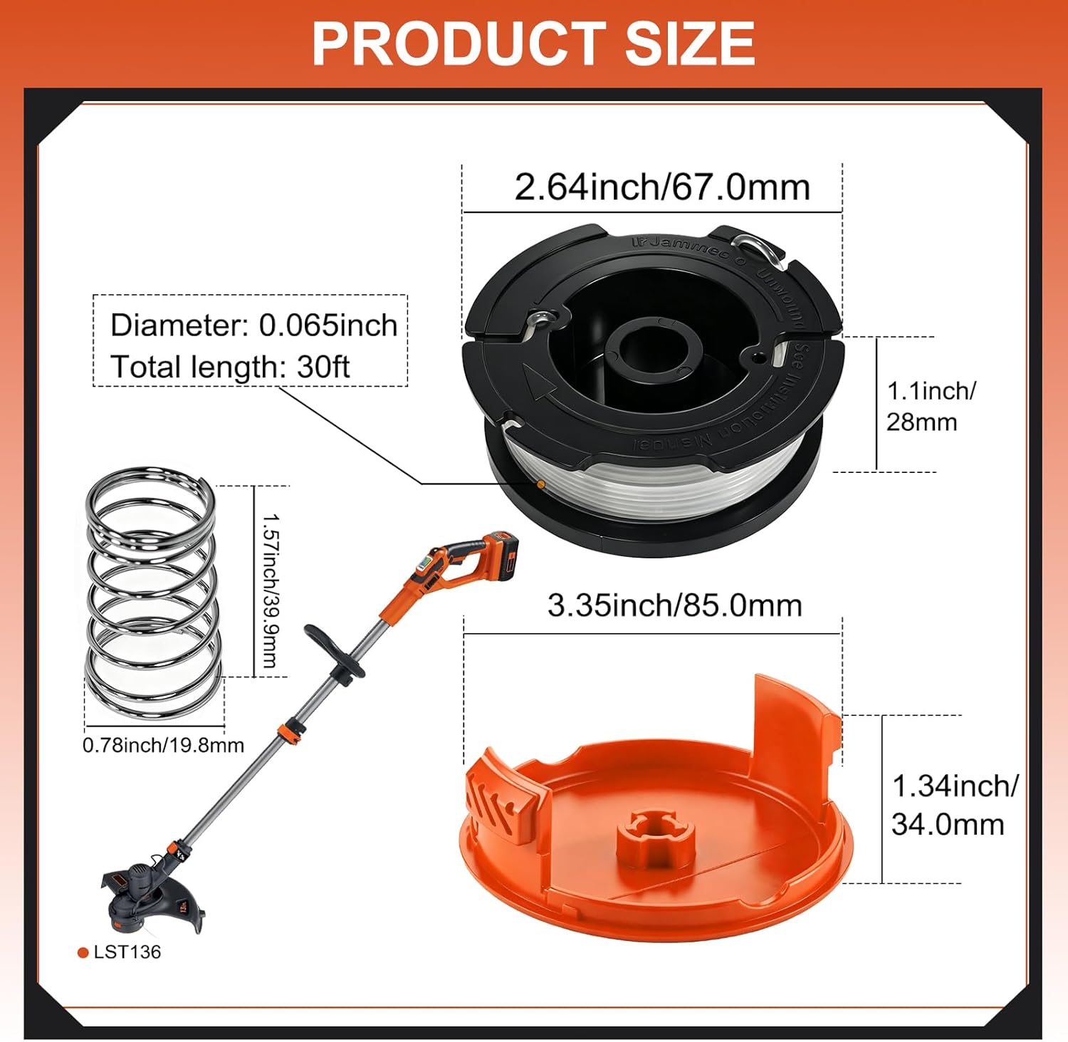AF-100-BKP Replacement Spool Cap Kit for Black+Decker String Trimmers, Fits 10in-14in Models, Compatible with BESTA512CM, MTC220, BCSTRB922H1, BCRB922H1, MTE912, LST136, BESTE620, NST1118 view 3