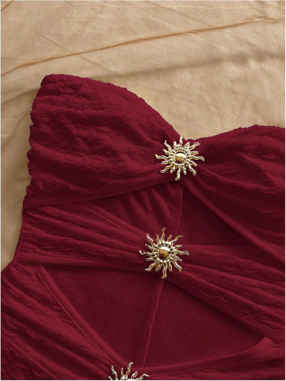 MakeMeChic Women's Summer Short Rompers Cut Out Bandeau Strapless One Piece Jumpsuits - Image 3