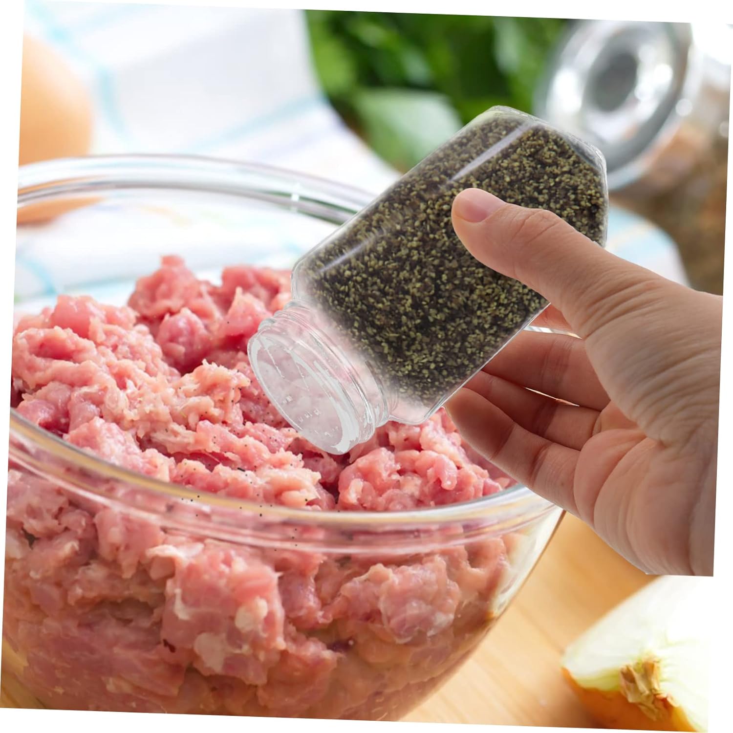 Cabilock 12pcs Glass Spice Container Set with Gold Lids Compact Seasoning Bottles for Kitchen Organization Storage for Home and Outdoor Use