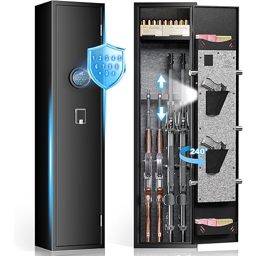 2-3 Gun Safe,Rifle Safe,Gun Safe for Rifles and Pistols,Gun Cabinet for Shotguns,Long Gun Cabinet for Shotguns with Removable Storage Shelf,LED Light,Quick Access Rifle Safes,Adjustable Shelves
