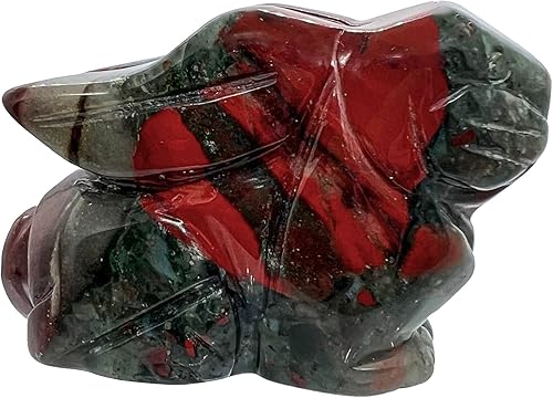 Estatua de conejo sentado de piedra de sangre natural de África de 2 pulgadas, escultura decorativa de Fengshui para decoración del hogar, cristal