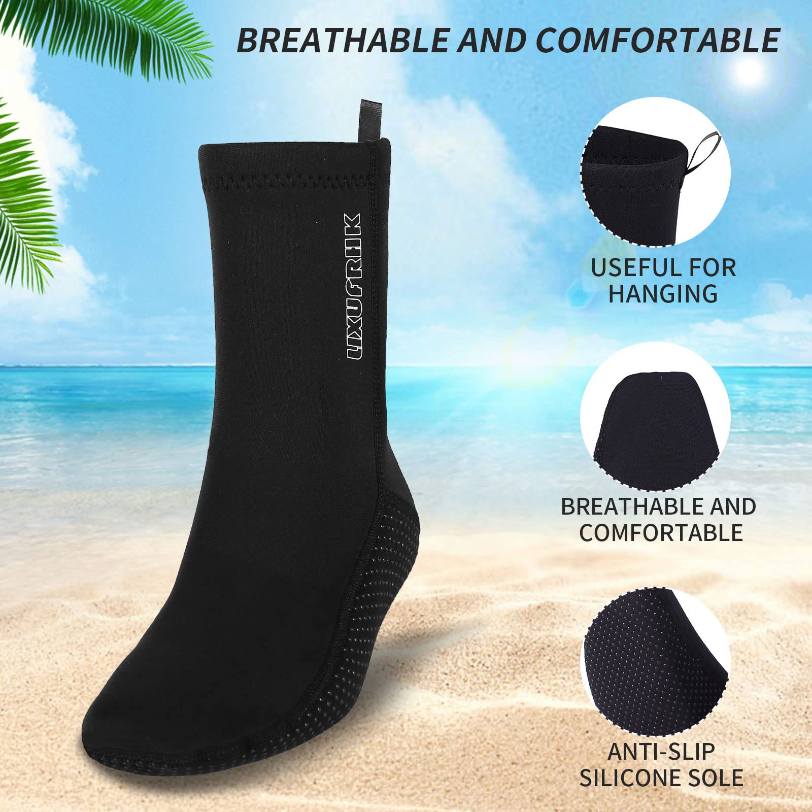Calcetines de neopreno de 2 mm para buceo a prueba de arena, calcetines de voleibol de playa para deportes acuáticos al aire libre, calcetines de playa/SMLXL2XL