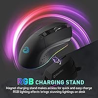 Vista 4 de DAREU EM901X - Mouse inalámbrico para juegos con base de carga RGB recargable, 12K DPI, 6 botones programables, sensor de alta precisión [300IPS]