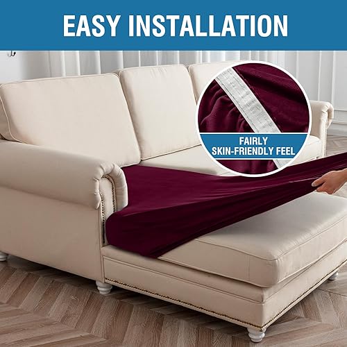 Miniatura 20 de Funda para sofá, funda de cojín de terciopelo elástico de 2 piezas, funda elástica lavable para asiento o respaldo, fundas de asiento de sofá para