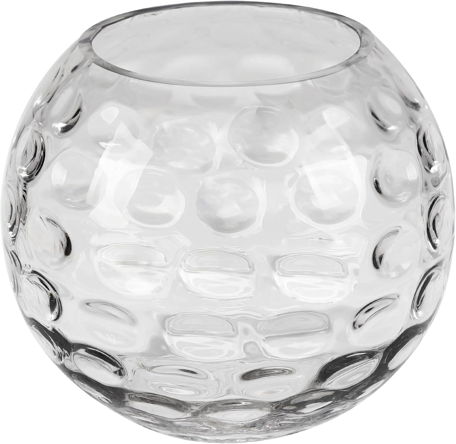 7.5" Dia Handmade Sturdy Dimpled Bubble Glass Vases, Bubble Planter Terrarium, Bud Vase, Fish Bowl Hurricane, Globe Flower Vase, Hurricane Candle Holder (7.5"x6.3", Bowl)