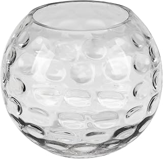 7.5" Dia Handmade Sturdy Dimpled Bubble Glass Vases, Bubble Planter Terrarium, Bud Vase, Fish Bowl Hurricane, Globe Flower Vase, Hurricane Candle Holder (7.5"x6.3", Bowl)
