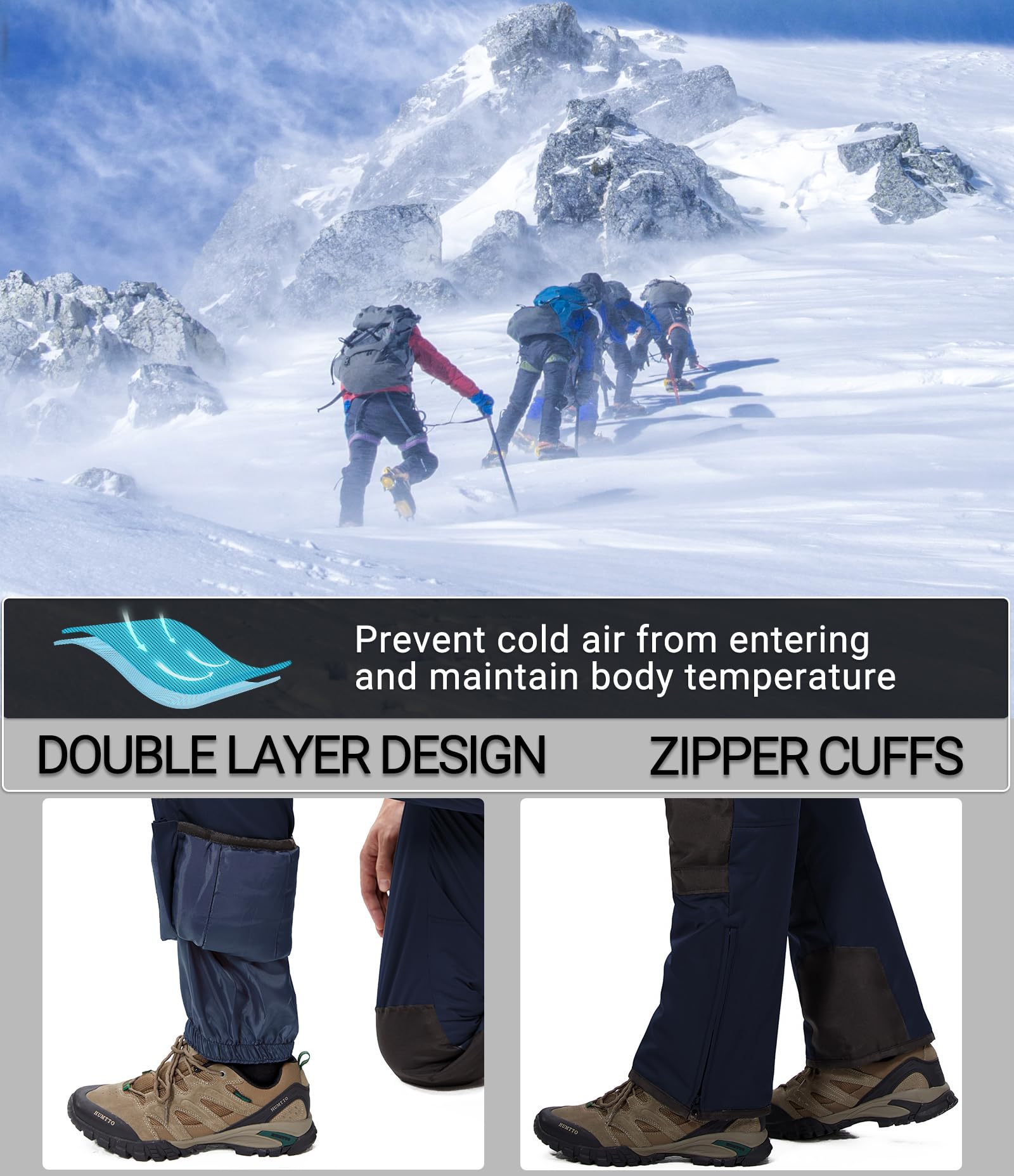 DAFENP Pantaloni Sci Uomo Inverno Salopette Neve Impermeabile Pantaloni Snowboard Isolata Antivento Caldo Pantaloni Softshell con Tracolla Regolabile e Tasche Multiple