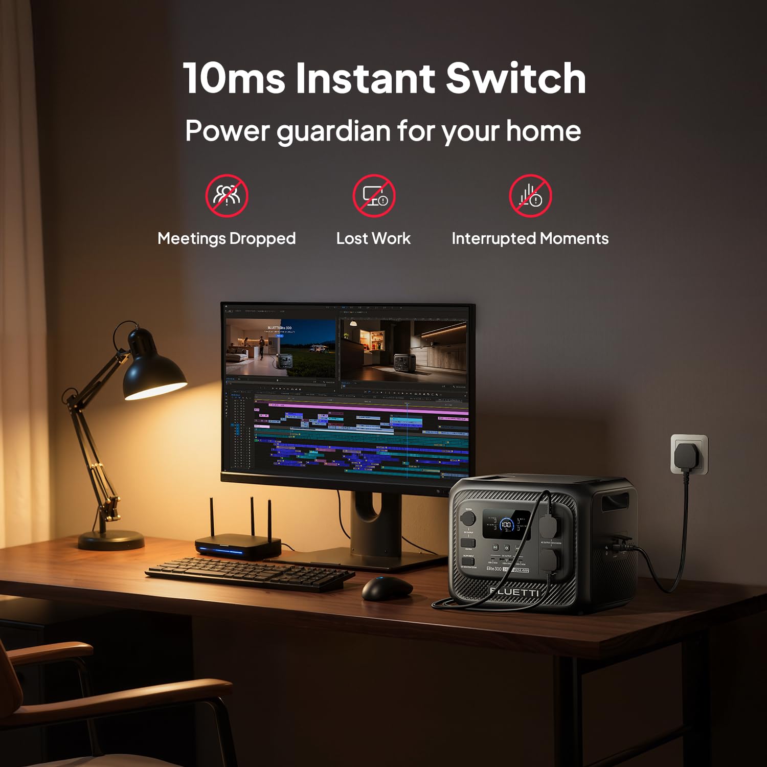 BLUETTI Elite 300 Portable Power Station (2026 New), 3014.4Wh LiFePO4 Battery Backup w/ 2400W AC Outlets (4800W Surge), Compact 3kWh for Home Backup, Camping & RV Power — view 5