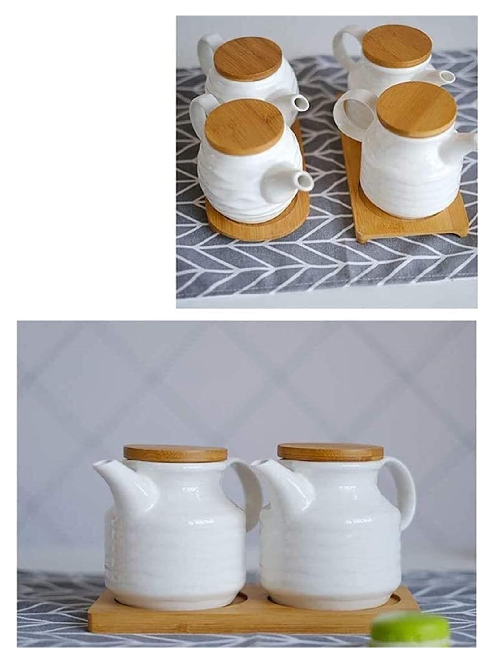 Dispenser per olio e aceto, bottiglia in ceramica per condimenti, contenitore per liquidi per salsa di soia e aceto, 7,5 x 9 x 18 cm, accessorio da cucina