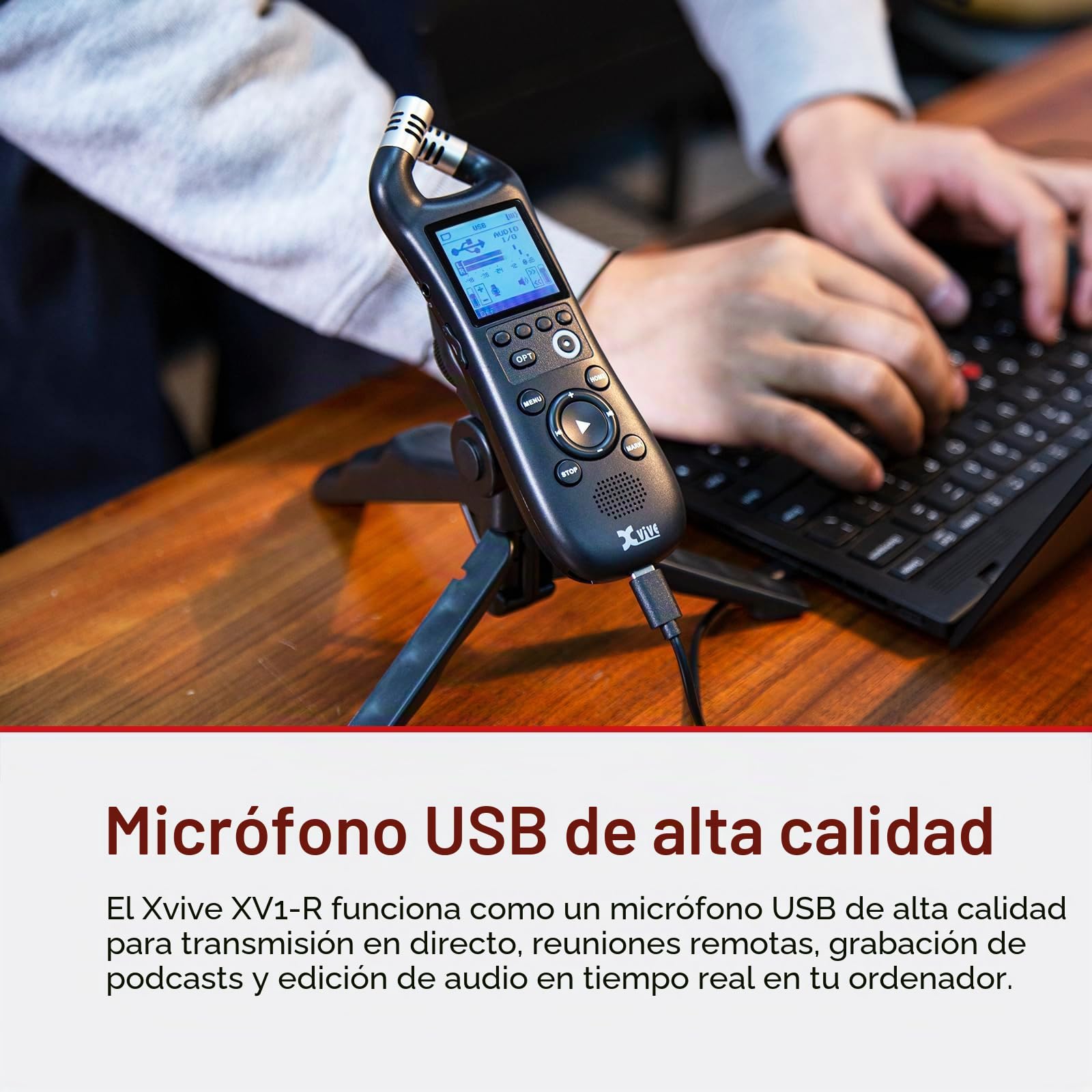 Xvive - Grabadora de mano digital XV1-R con micrófonos integrados - grabación wav mono estéreo