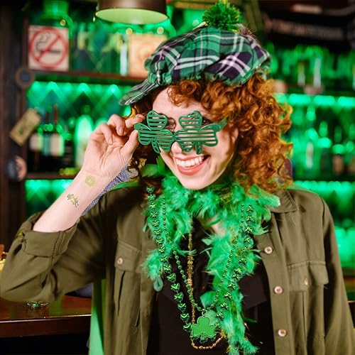 Miniatura 4 de 132 piezas de decoración del día de San Patricio accesorios para el día de San Patricio regalos de fiesta collares de gafas de trébol monedas de oro