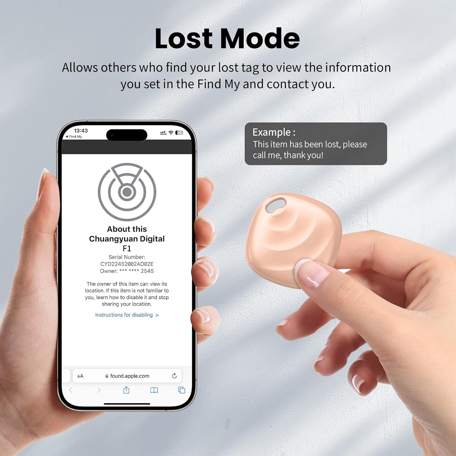 [Certificado por Apple MFi] Tracker Tag 1 Pack (Sólo iOS), Smart Tag Localizador con Buscar Apple, Localizador Bluetooth Rastreador, Buscador de Llaves para Coche/Carteras/Equipaje, Rosa 6