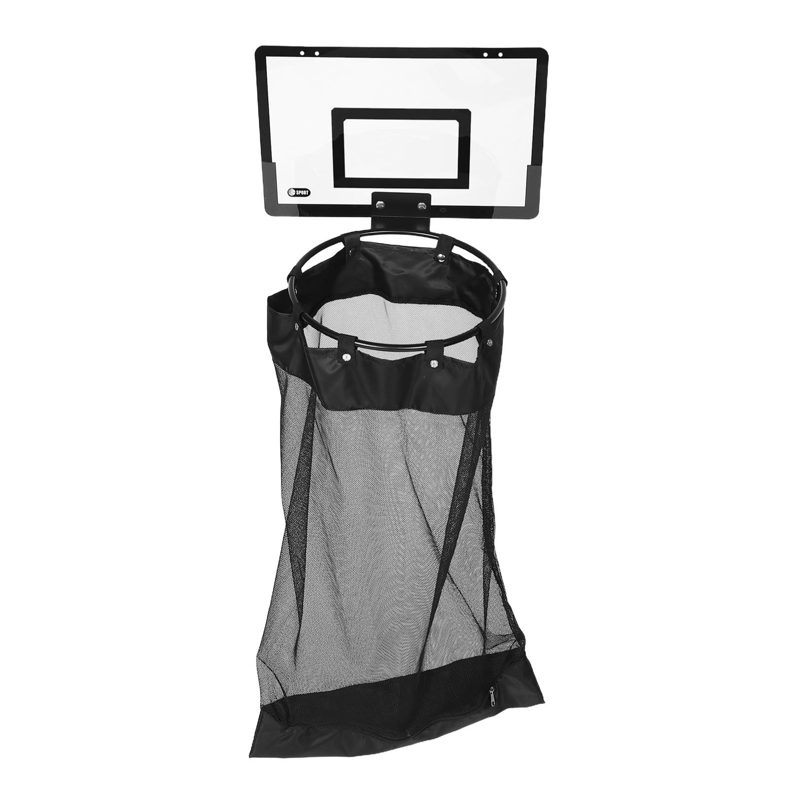 TOYANDONA Cesto Portabiancheria da Porta a Canestro da Basket, in Rete e Plastica, Cerniera, Nero, Salvaspazio, per Bagno e Cameretta, Organizer per Bucato e Libri