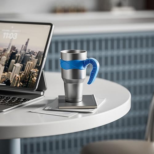 Miniatura 4 de Mango de vaso para tazas de 20 onzas, agarre seguro, ligero, apto para lavavajillas, ideal para viajes y actividades al aire libre (20 onzas, azul)